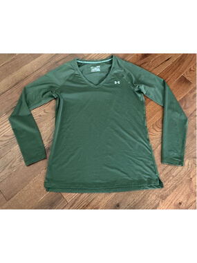 Women's Under Armour Green Long Sleeve V-Neck Tee S